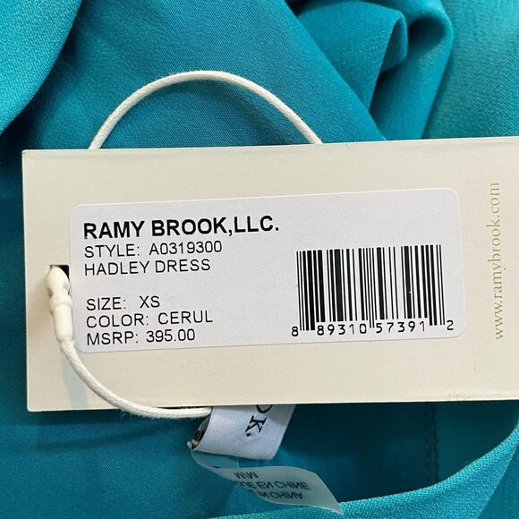 Ramy Brook One Shoulder Midi Dress Teal Crepe Bow Detail M - Picture 7 of 11